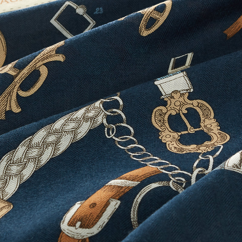 【蒼の重奏】HERMES ショール 140 Chevaux Dechaines Chevaux Dechaines shawl 140 | Hermès USA